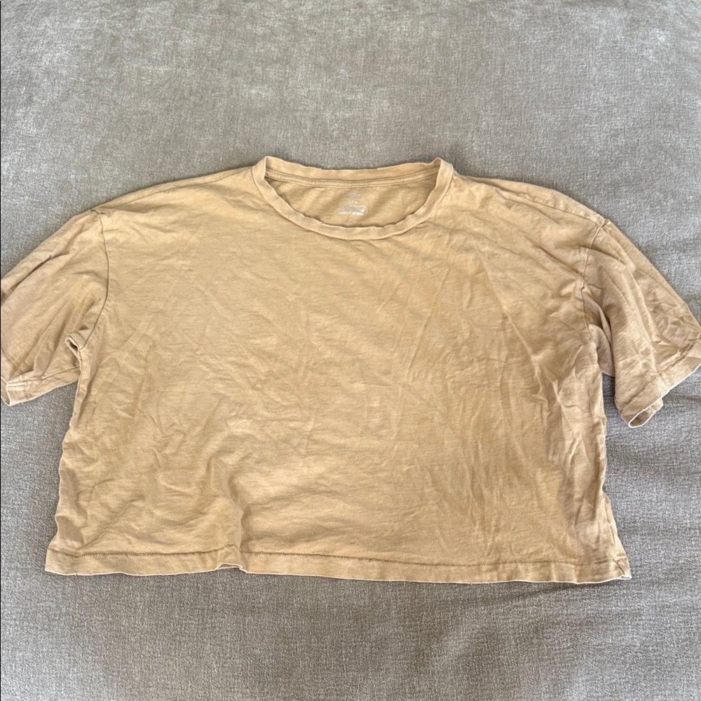 Aerie Distressed Short Sleeve Crop Top